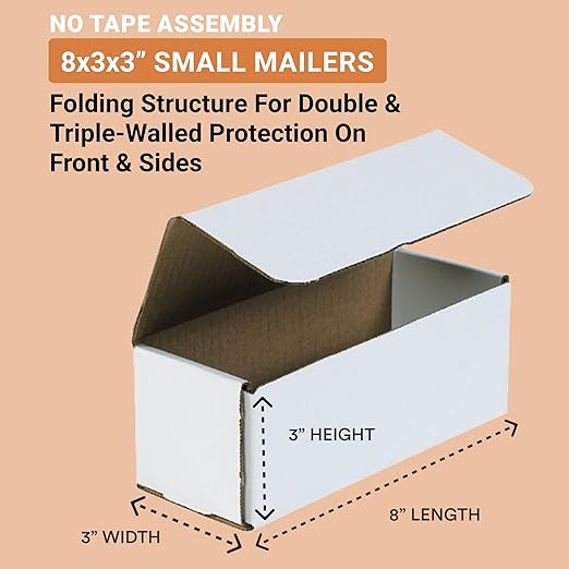 Aviditi White Corrugated Cardboard Mailing Boxes, Small Cardboard Boxes - Image 2