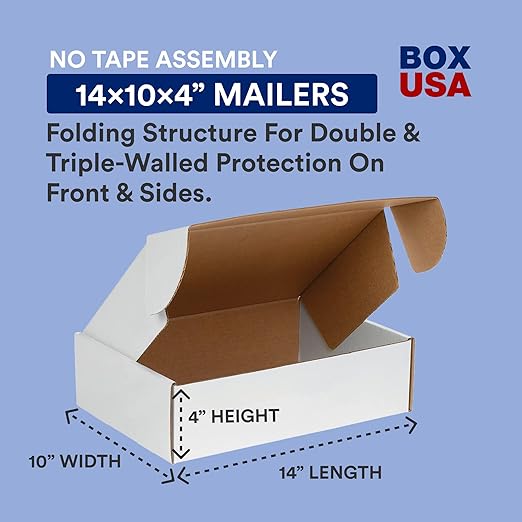 Box USA 14" Deluxe Shipping Boxes 14"L x 10"W x 4"H, Gifts or Bulk Business - Image 2