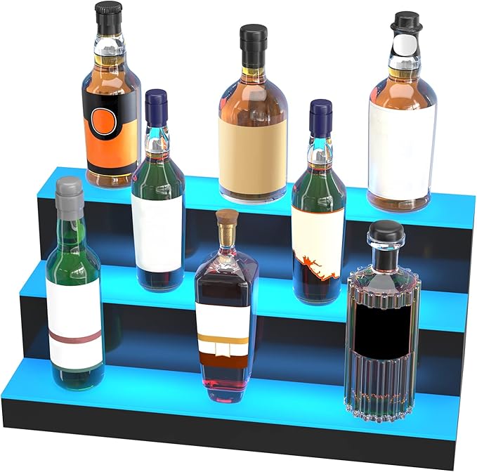 VEVOR LED Lighted Liquor Bottle Display, 3 Tiers 24 Inches, Supports USB - Image 11