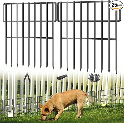 25 Panels Garden Fencing Animal Barrier, 17in X 27ft No Dig Dog Fence, 1.25 in by AVELOTUUG