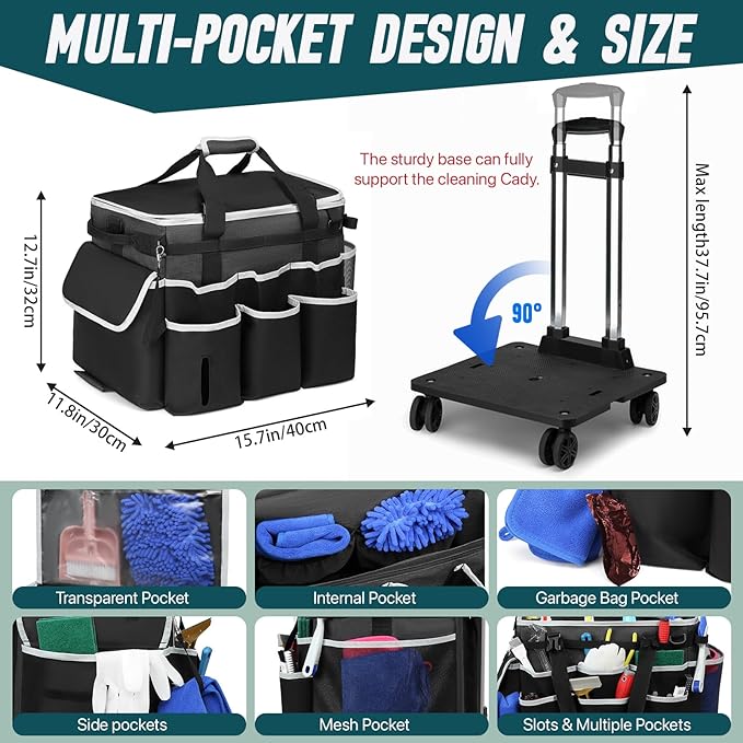 Large Rolling Cleaning Caddy Bag - Image 5
