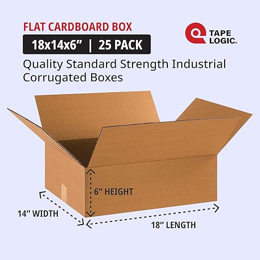 TAPE LOGIC 18 x 14 x 6 Corrugated Cardboard Boxes, Flat 18"L x 14"W x 6"H - Image 2