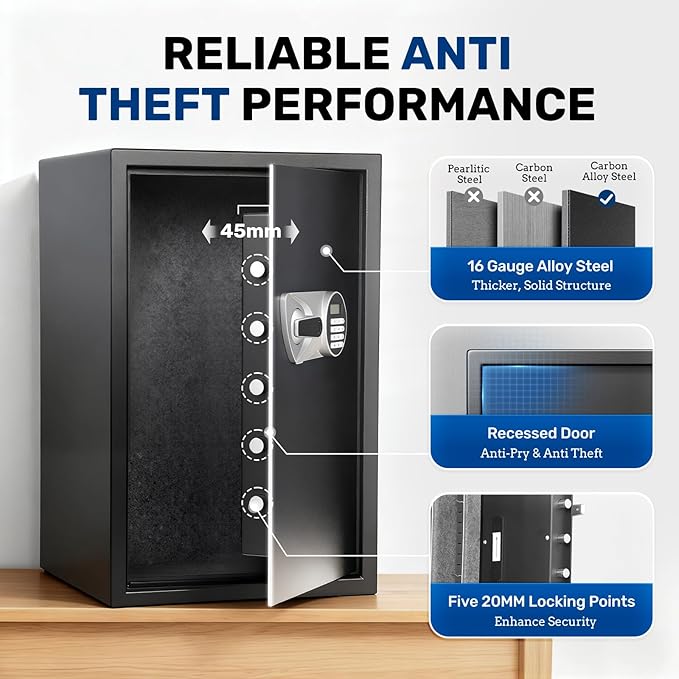 BlackSmith Large Biometric Safe 2.7 Cub Home Security Safe - Image 7
