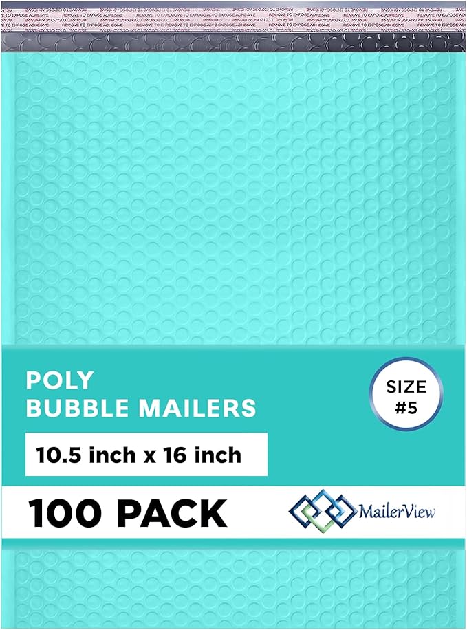 Teal 10.5x16 Inch Large Poly Bubble Mailers #5 | Padded Envelopes by MAILERVIEW