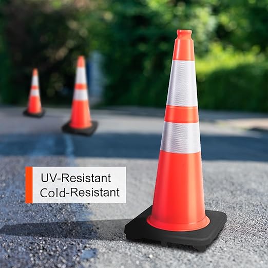 BESEA 28” inch Traffic Safety Cones Orange Road Parking Cones Heavy Duty - Image 4