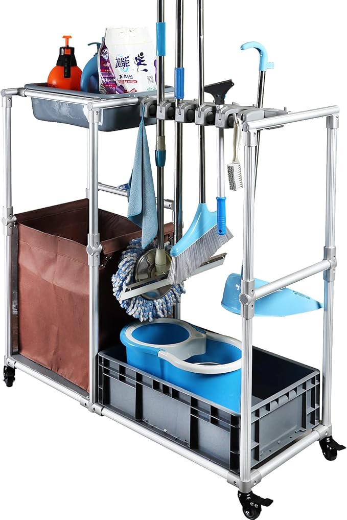 Janitorial cart Rolling Cleaning cart on Wheels by QTJH