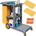 YITAHOME Janitorial Cart, Cleaning Carts on Wheels, 3-Shelf Commercial by YITAHOME