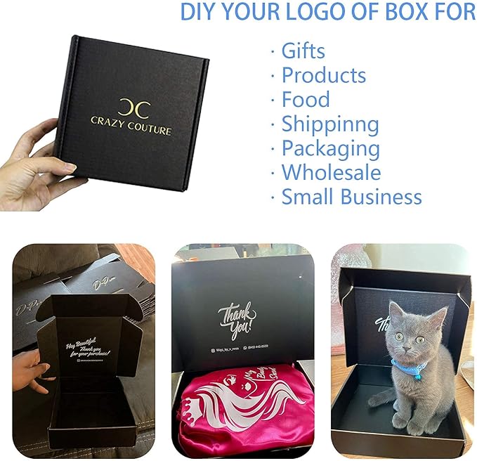 Small Black Shipping Boxes for Small Business Pack of 25-6x6x2 inches Cardboard - Image 7