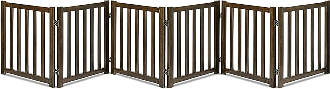 LZRS 6-Panel Extra-Wide Freestanding Wooden Dog Gate Indoor – 24”High Foldable by LZRSPET
