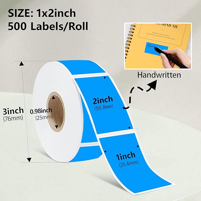 1x2 inch Label Stickers Roll for Thermal Printer 500PCS Colored Removable - Image 3