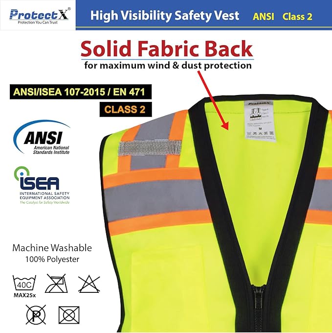 ProtectX 6 Pockets High Visibility Safety Vest - Image 3