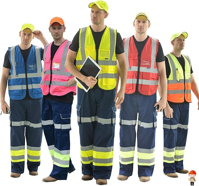 A-SAFETY 7 Pockets Hi Viz Zipper Front Working Safety Vest - Image 8