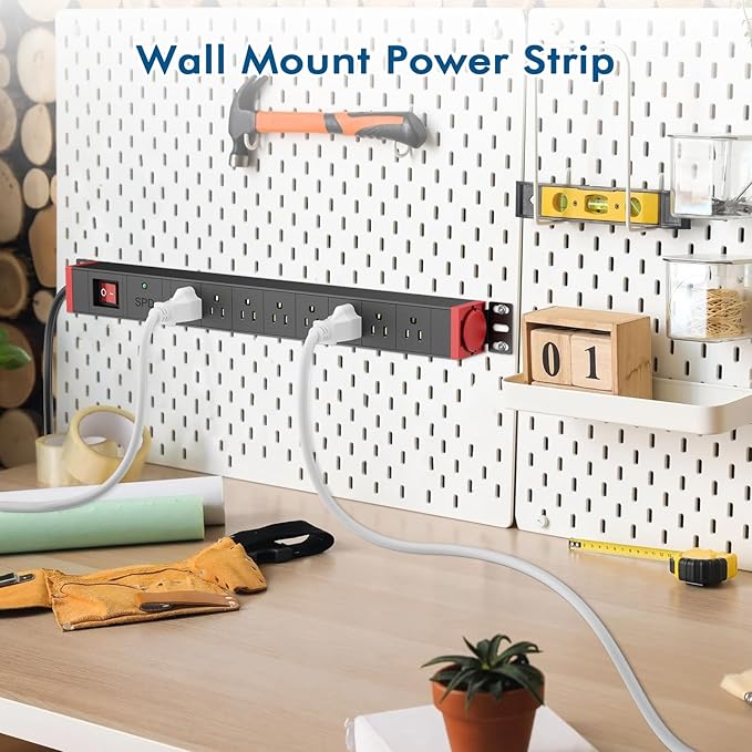 8 Outlet Rack Mount PDU Power Strip, 1200J Surge Protection & 15A Overload - Image 8