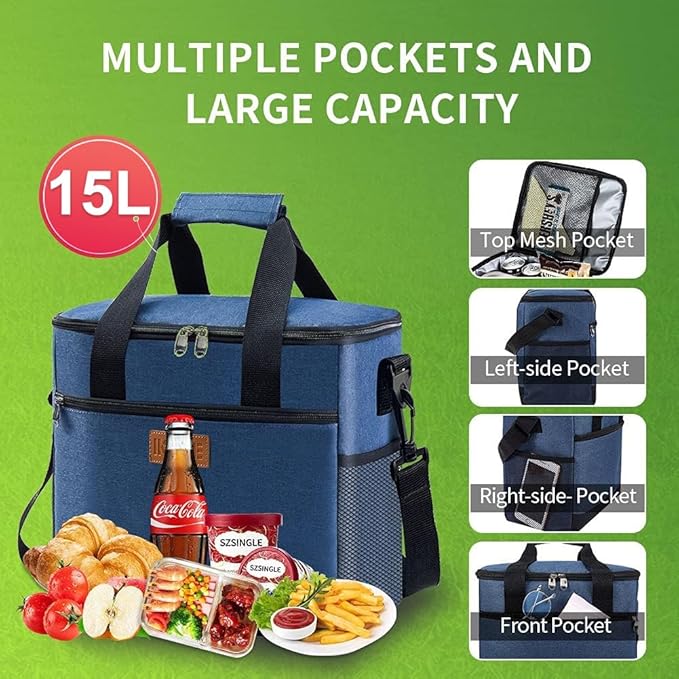 Iknoe Large Cooler Bag Collapsible 24 Can Insulated Bags Leakproof Lunch Cooler - Image 2