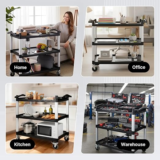 NorthSky Select Dual-Handle Utility Cart, 3 Shelves, 440 lb. Cap - Image 7