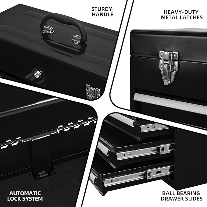 4 Drawers Metal Tool Box Portable Steel Tool Chest - Image 4