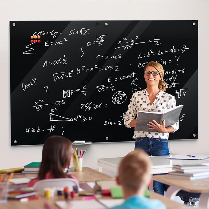 MaxGear Glass Whiteboard 72" x 48" Wall Mounted, Magnetic Black Dry Erase Board - Image 9