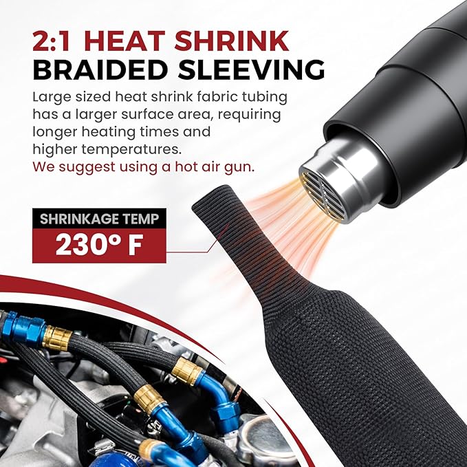 Heat Shrink Wire Loom 2:1 Shrinkable Braided Cable Sleeve 1/4 Inch ID-46ft - Image 5