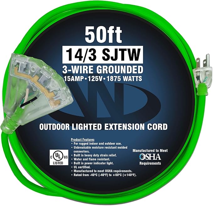 50 ft Outdoor Extension Cord Waterproof - Image 6