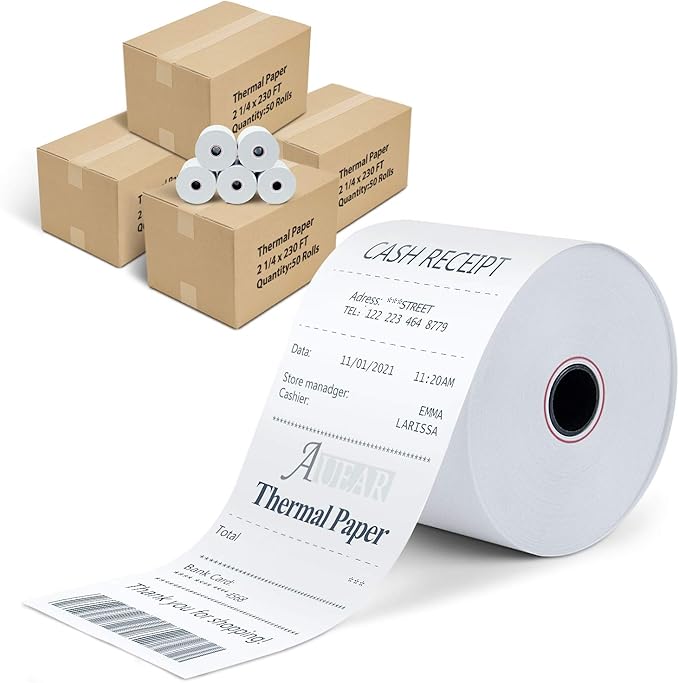 AUEAR, Thermal Cash Register POS Paper Rolls, 2 1/4" x 230' by AUEAR