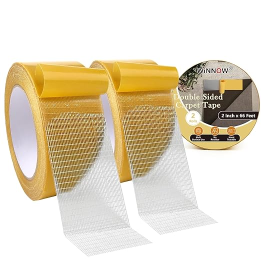WINNOW Heavy Duty Double Sided Rug Tape 2 Inch x 66 Feet – Carpet Tape Gripper by DoubleSidedHeavyDutyExtra
