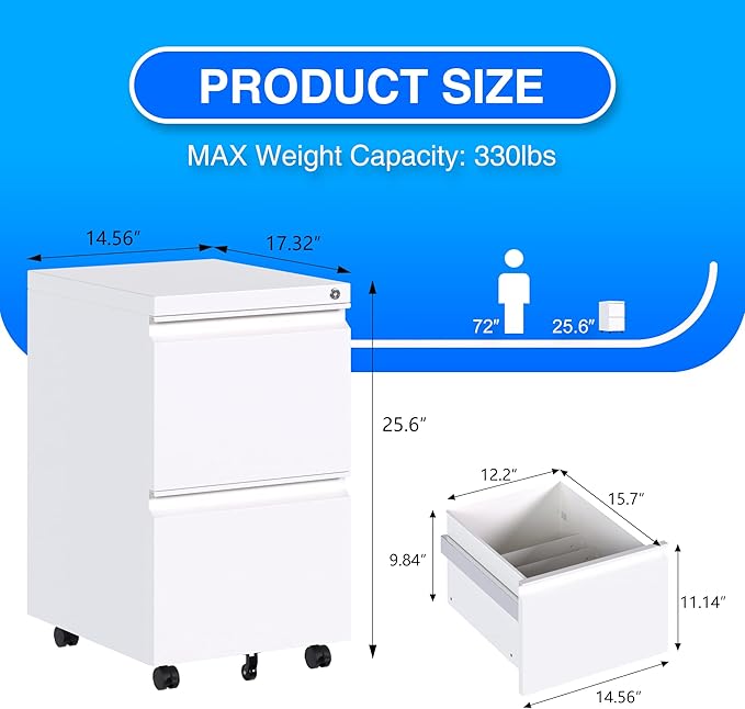 METAN 2 Drawer File Cabinet - Image 3