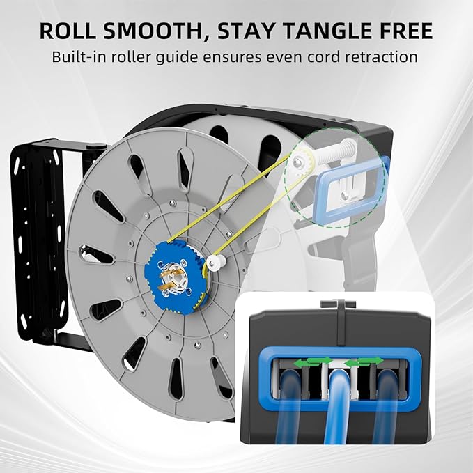 80FT Retractable Extension Cord Reel, 14 AWG/3C SJTOW Heavy Duty Power Cord - Image 4