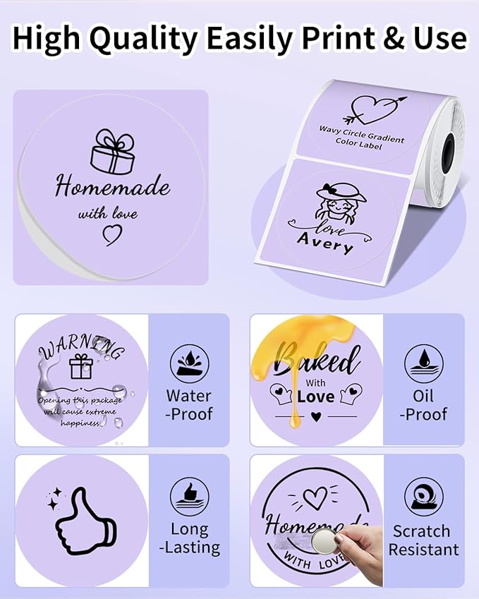 Phomemo Circle Labels for M110/M110S/M120/M200/M220 Label Maker, 1.96" x - Image 4