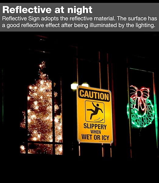 Slippery When Wet Or ICY Sign, Caution Sign, 2 Pack, UV Protected, Waterproof - Image 7