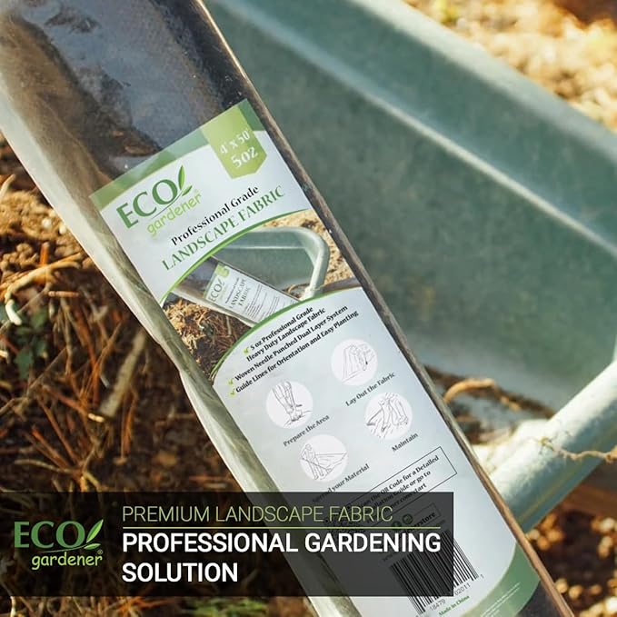 ECOgardener Premium 5oz Landscape Fabric, 3ft x 100ft Pro Garden Weed Barrier - Image 2