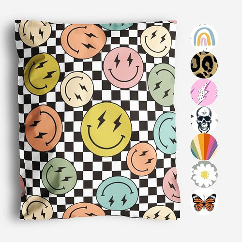14x19 Poly Mailers – Smiles Checkerboard – Waterproof, Tear-Resistant Shipping by PackageMint