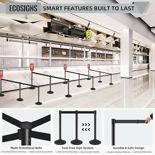 ECOSlGNS 6 Pack Commercial-Grade Stanchions - Image 2