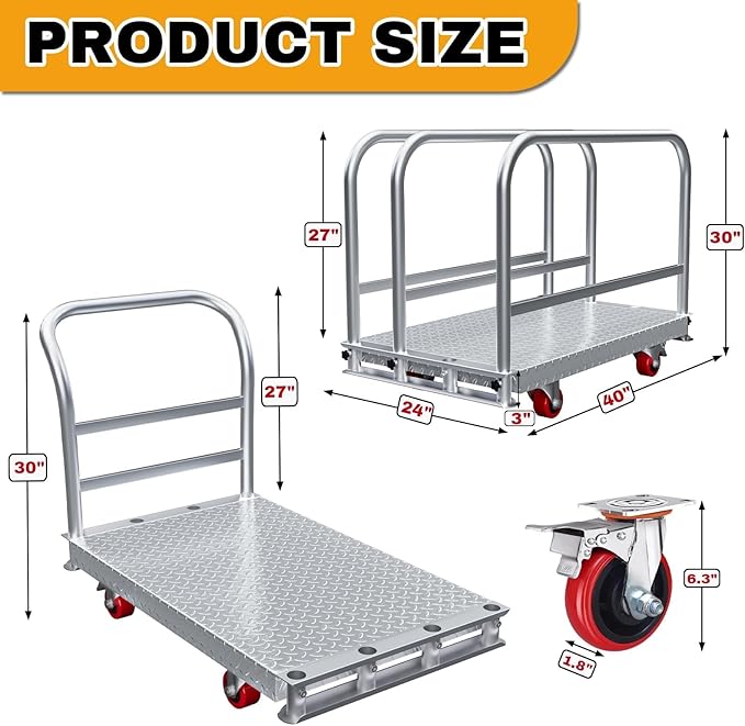 2IN1 Steel Panel Cart Dolly – Large Heavy Duty Drywall Lumber Truck Cart - Image 3