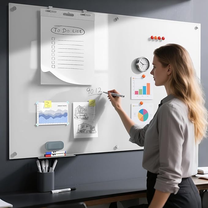 MaxGear Glass White Board 60x40 Inches Brilliance White Magnetic Dry Erase - Image 5