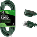 13 Amp Outdoor Extension Cord 6 ft, 16/3 SJTW 6ft Green Extension Cord 3 Prong by Thonapa