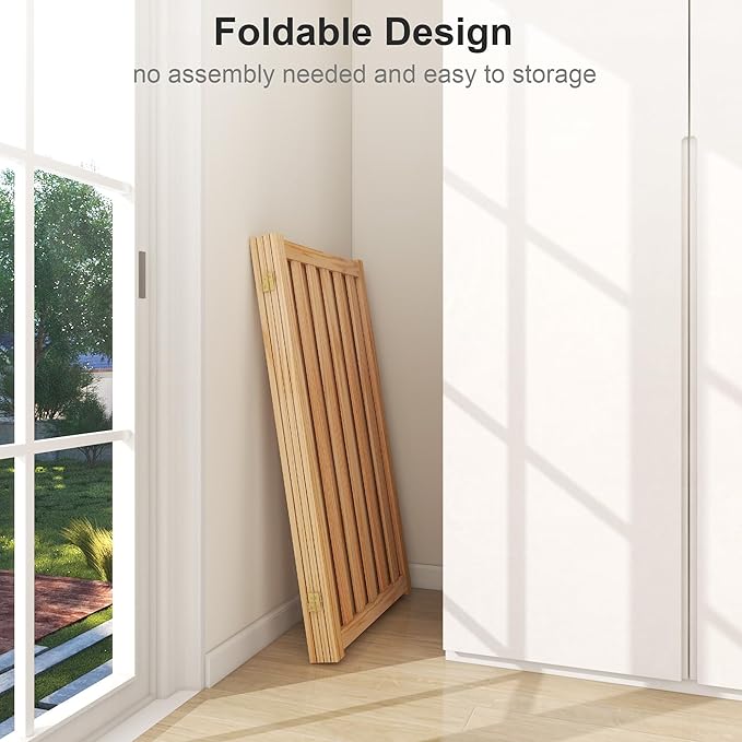 36" Height Extra Tall Freestanding Pet Gate, Solid Wood Folding Safety Fence - Image 5