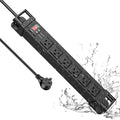 IPX6 Outdoor Power Strip Weatherproof, 6 Outlet Metal Surge Protector Wall by HEZI