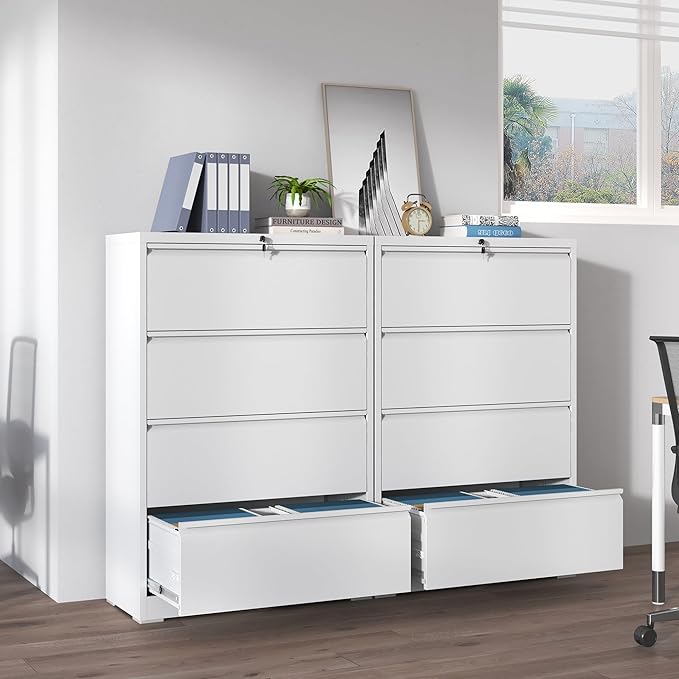 4 Drawer Lateral File Cabinets, Wide Steel Storage Cabinet Commercial Drawer - Image 2