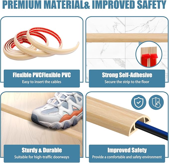 Floor Cord Covers for Wires 20FT Cable Hider Wire Cover Self Adhesive Cord - Image 3
