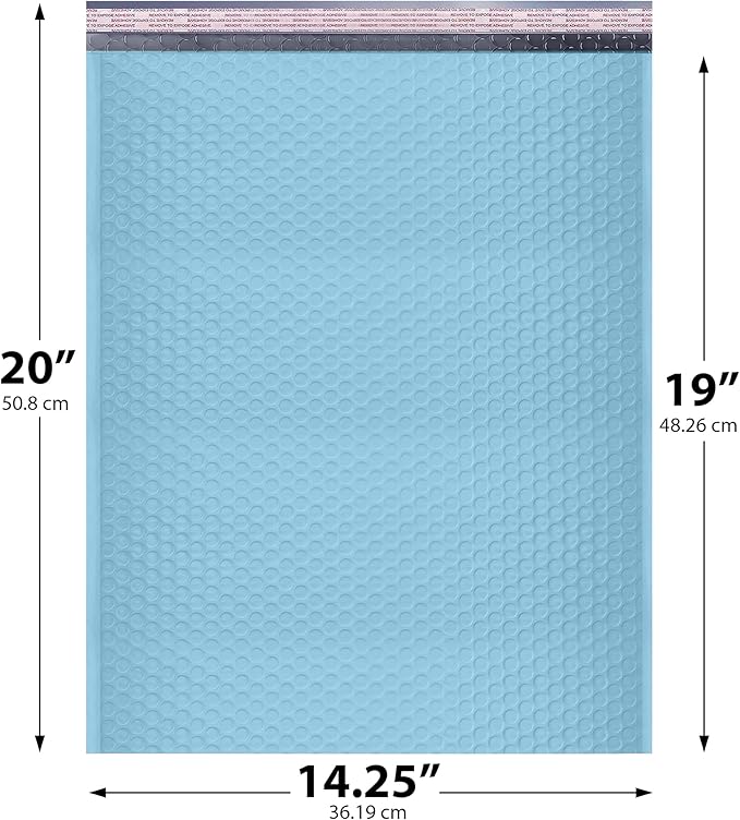 Light Blue Extra Large Poly Bubble Mailers 14.25x20 inch #7 | Self Seal Large - Image 2
