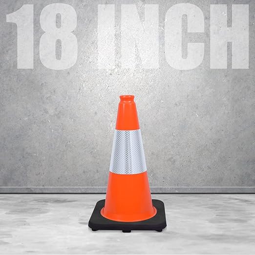 Fluorescent Orange/Green PVC Traffic Cones, Heavy Black Base Parking Lot Cone - Image 2