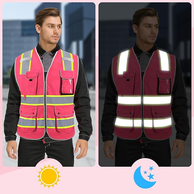 Reflective Safety Vest for Men Women, High Visibility Safety Vest - Image 4