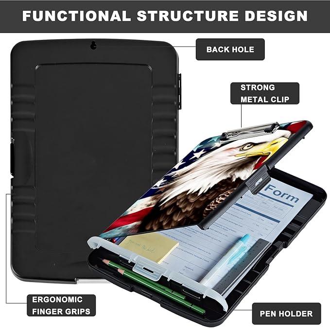 Clipboard with Storage, Heavy Duty Plastic Storage Clipboard with Low Profile - Image 6