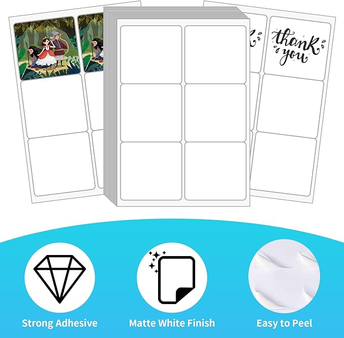 FungLam Printable Sticker Paper, 3-1/3" x 4" Shipping Address Labels 180 Blank - Image 4