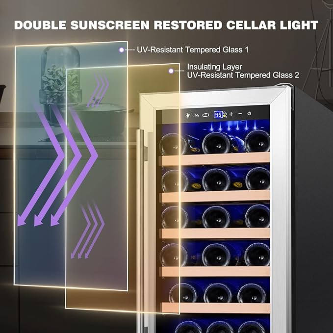 Tylza 15 Inch Wine Cooler Under Counter, 30 Bottles Built-in Wine Fridge - Image 4