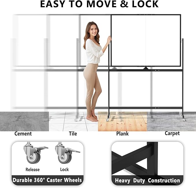 Large Rolling Whiteboard on Wheels - Image 4