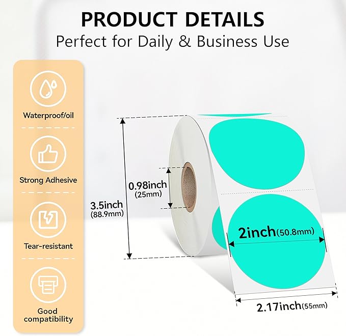 2 inch Dot Stickers Labels Circle Garage Sale Sticker 750Pcs Round Thermal - Image 3