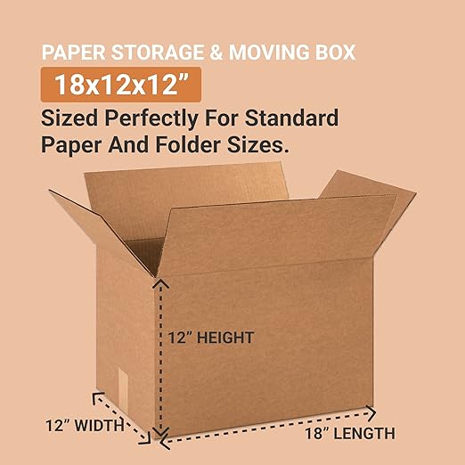 Aviditi 18 x 12 x 12 Corrugated Cardboard Boxes, Medium 18"L x 12"W x 12"H - Image 2