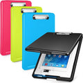 4 Pieces Clipboard with Storage Plastic Storage Clipboard Nursing Foldable Clip by Chinco