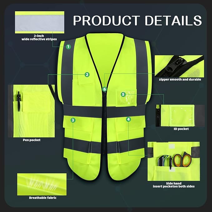 JaGely 15 Pack Reflective Safety Vests - Image 3